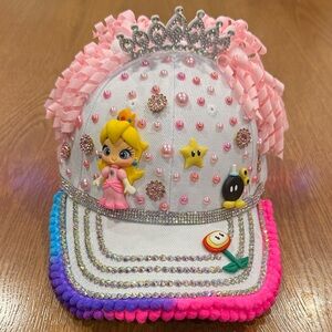 Princess Peach Themed Pink and White Kids Cap